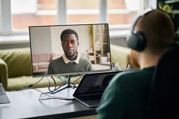 Man attending online mediation  Houghton-le-Spring MIAMS session
